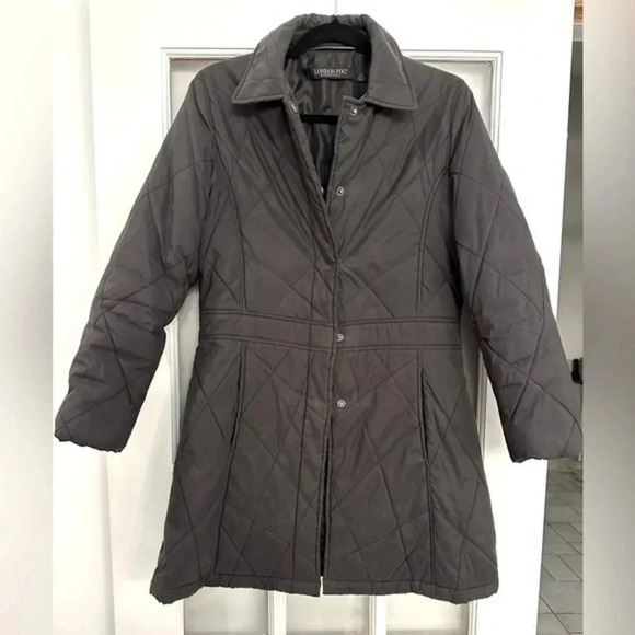 Vintage London Fog Manhattan Black Quilted Button Down Jacket Size Small Petite - Picture 1 of 6